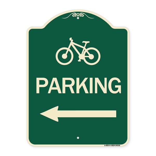 Signmission Bicycle Symbol Parking Left Arrow Heavy-Gauge Aluminum Architectural Sign, 24" x 18", G-1824-24316 A-DES-G-1824-24316 - main